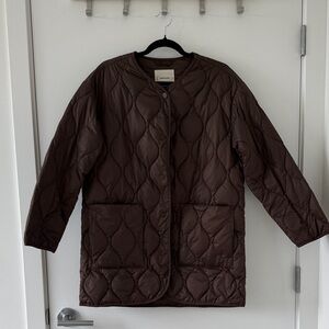 Everlane Quilted Longline Women's Coat Jacket in Brown